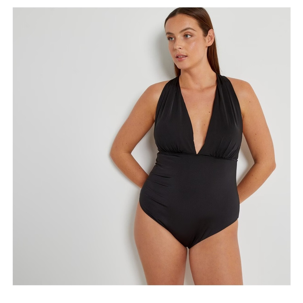 Elegant Black Halter One-Piece Swimsuit